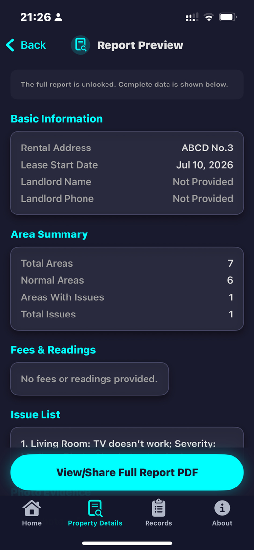 Report preview